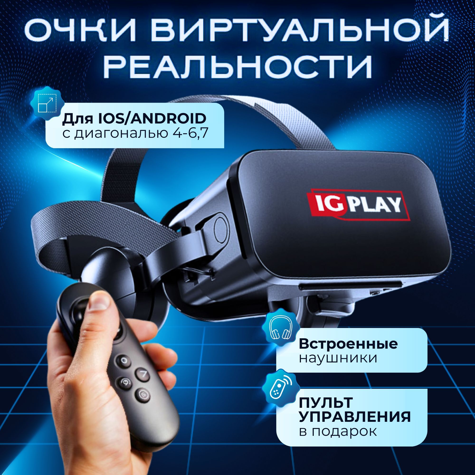 VR-очки для смартфона IG PLAY для Android, iOS купить по выгодной цене в  интернет-магазине OZON (898653991)