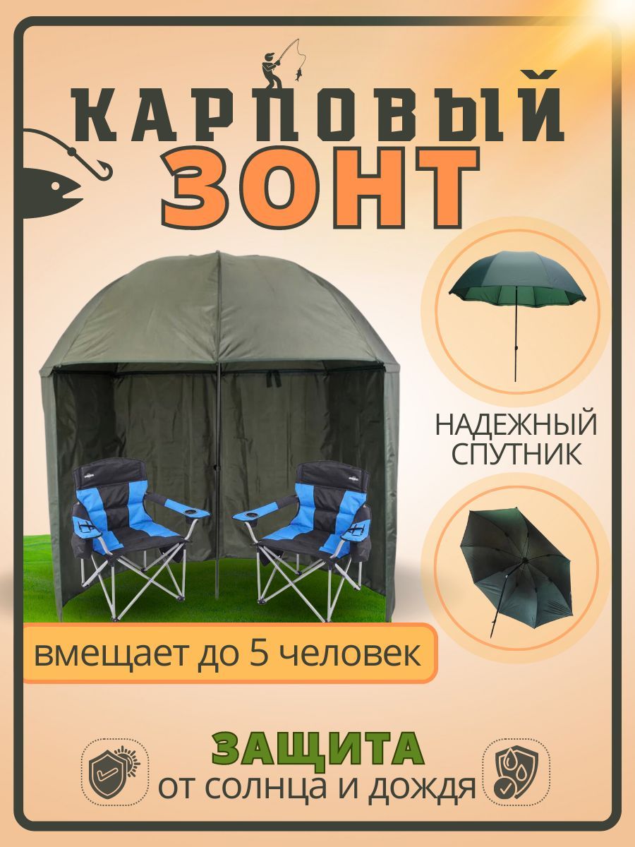 Зонткарповый,рыболовный,пляжныйсбоковымтентом,пологомNaturecampingGreen02