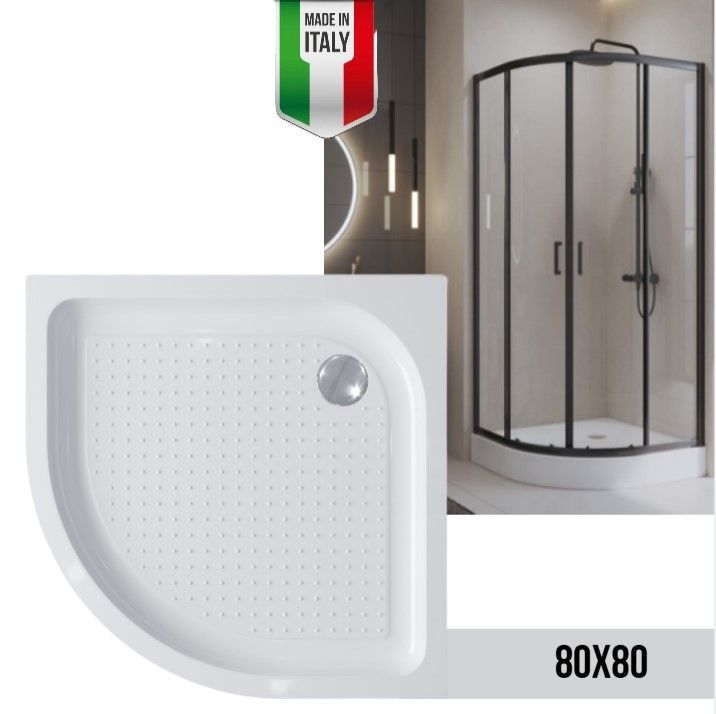 Поддон для душа Belbagno 80х80 акрил, TRAY-BB-R-80-550-15-W, полукруглый