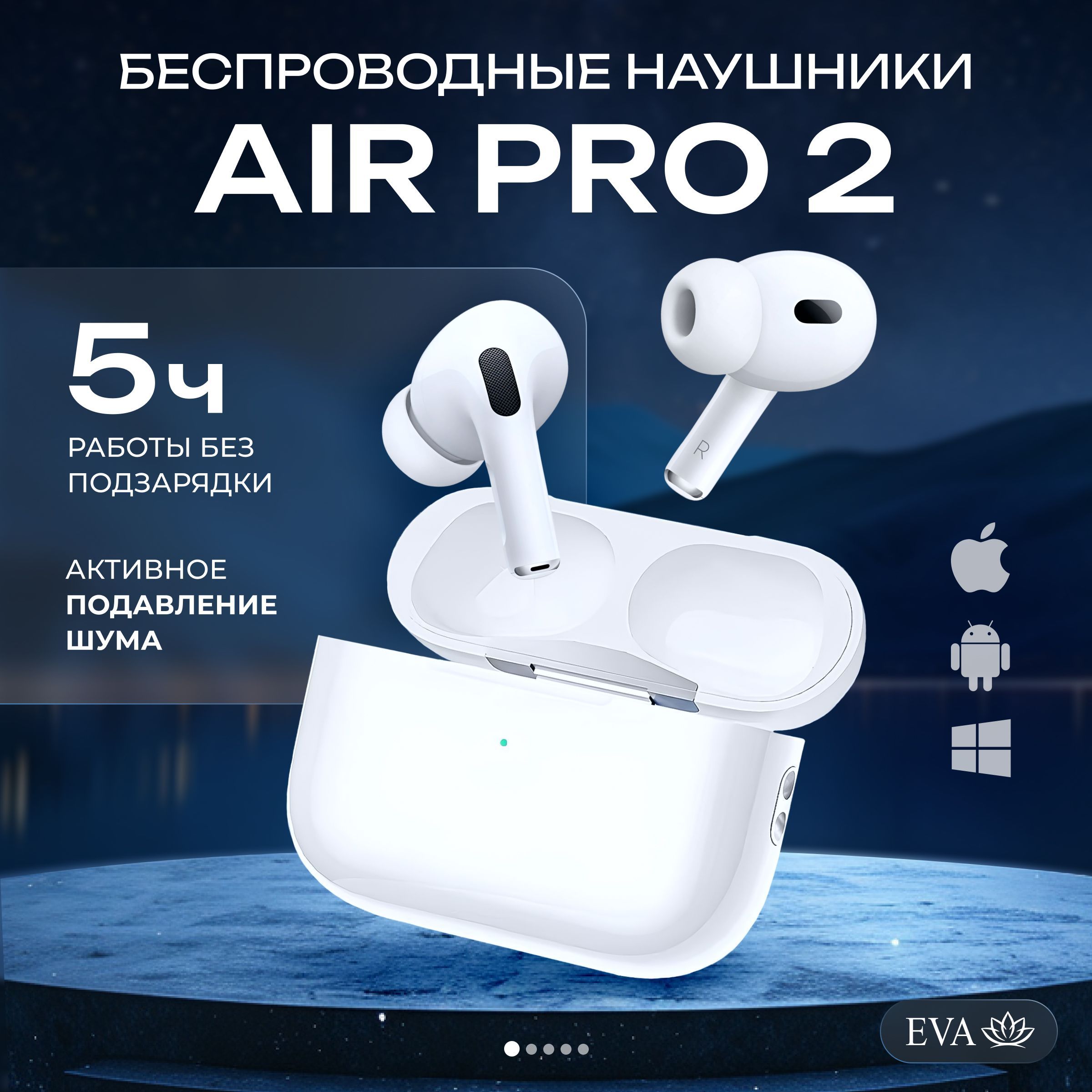 Наушники беспроводные Air Pro 2 для IOS и Android c шумоподавлением