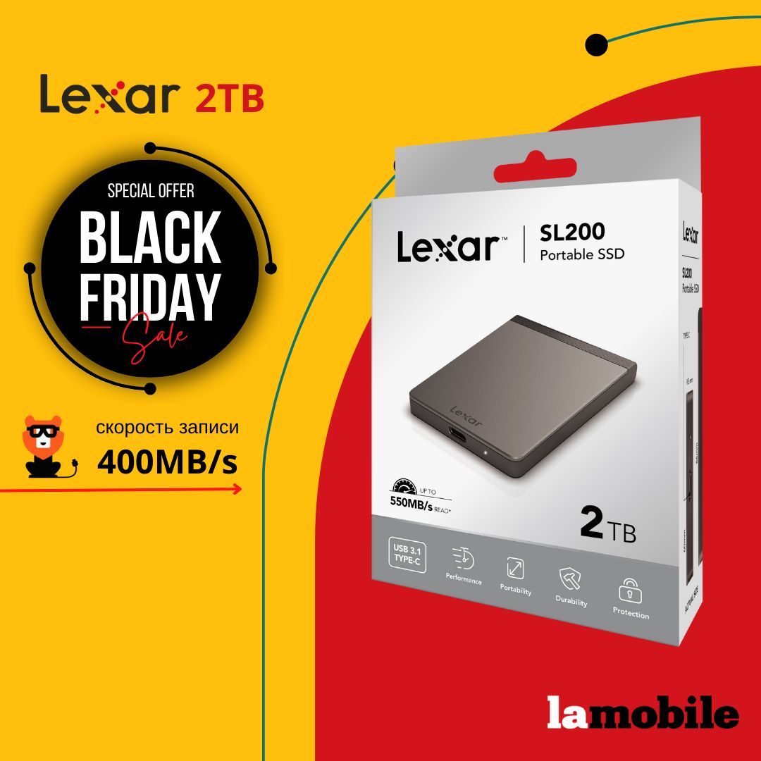 Внешний SSD-накопитель Lexar SL200 2TB USB 3.1 Gen 2 Type-C