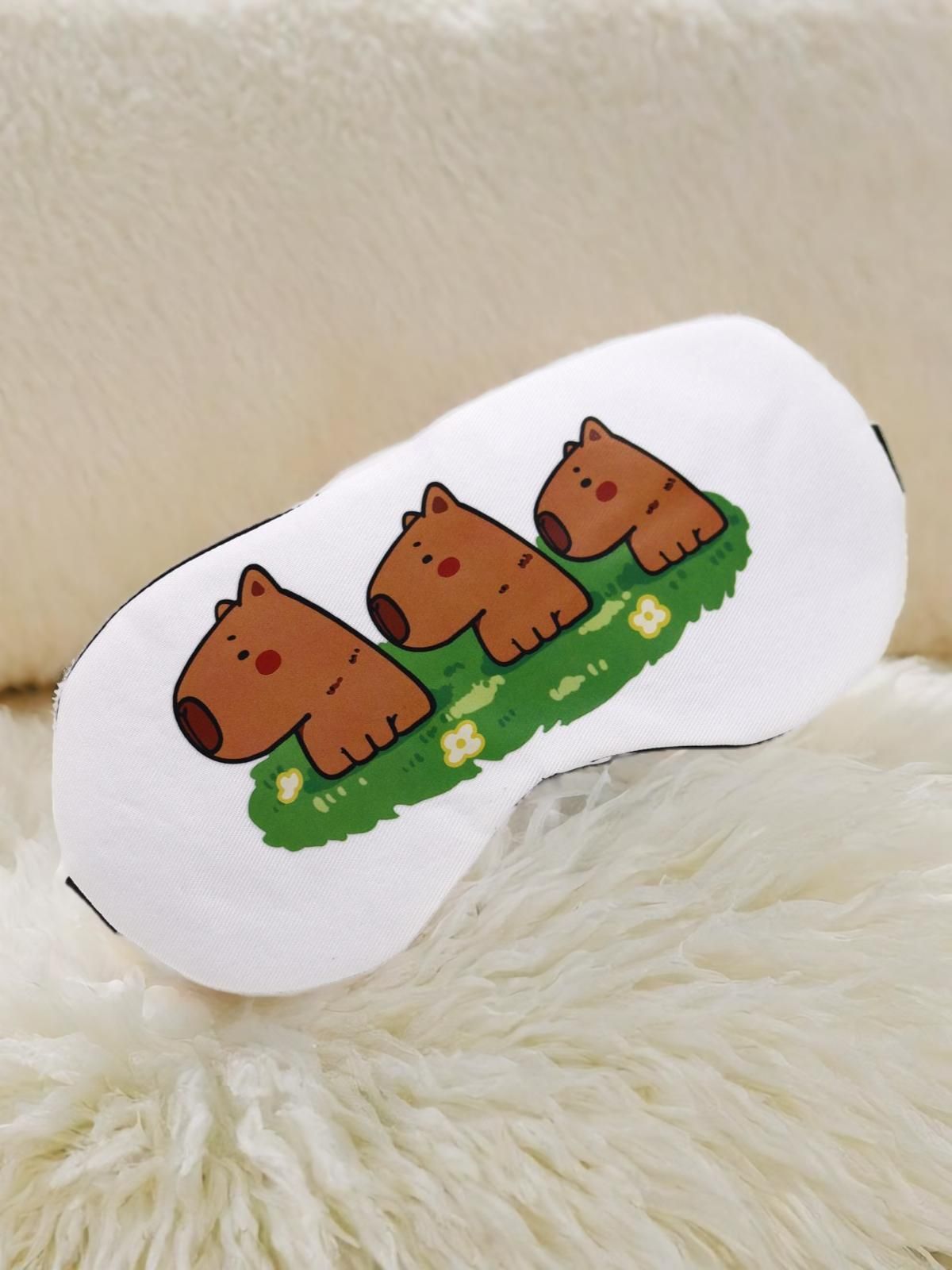 Маска для сна гелевая "Capybara routine", white