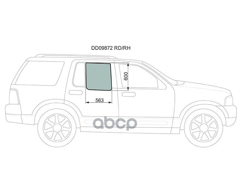 XYG Стекло боковое опускное (Сзади/ Справа/ Цвет зеленый) Ford Explorer 01-11