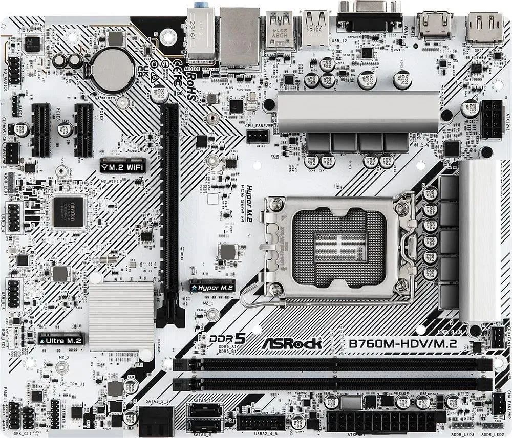 Материнская плата ASRock B760M-HDV/M.2, LGA 1700, Intel B760, mATX, Ret