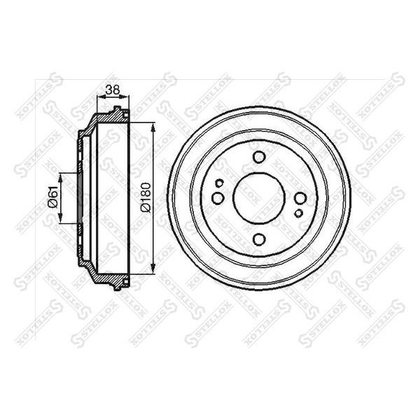 барабан тормозной honda civic 1.3-1.6 88-91 STELLOX 6025-9908-SX, oem GDB115