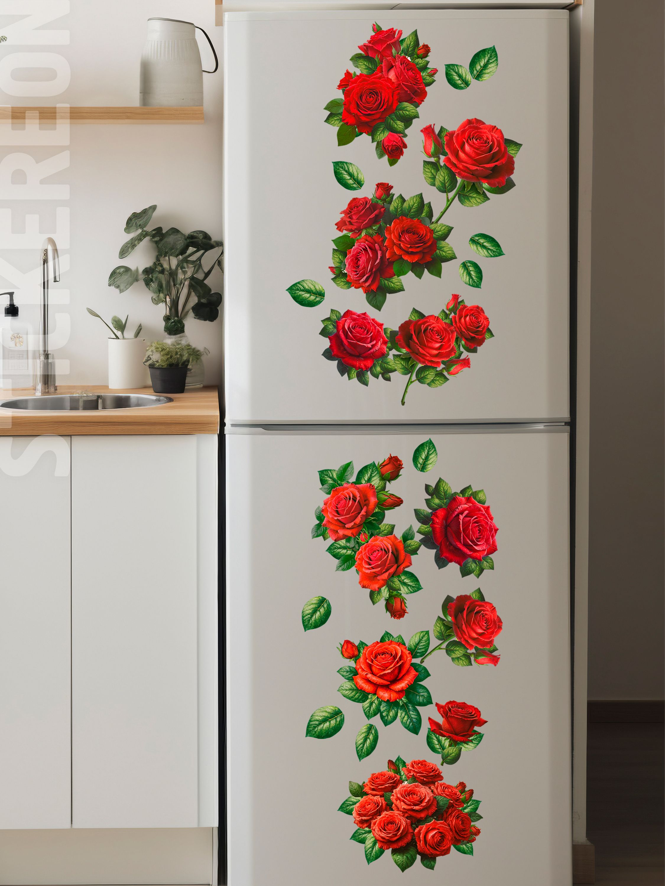 Наклейкинахолодильниккрасныерозы