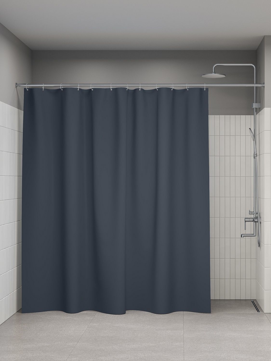 Фото товара на маркетплейсе ozon Штора для ванной комнаты и душа IDDIS, 240x200 см, тканевая, водонепроницаемая, полиэстер, с кольцами, BL01P24i11