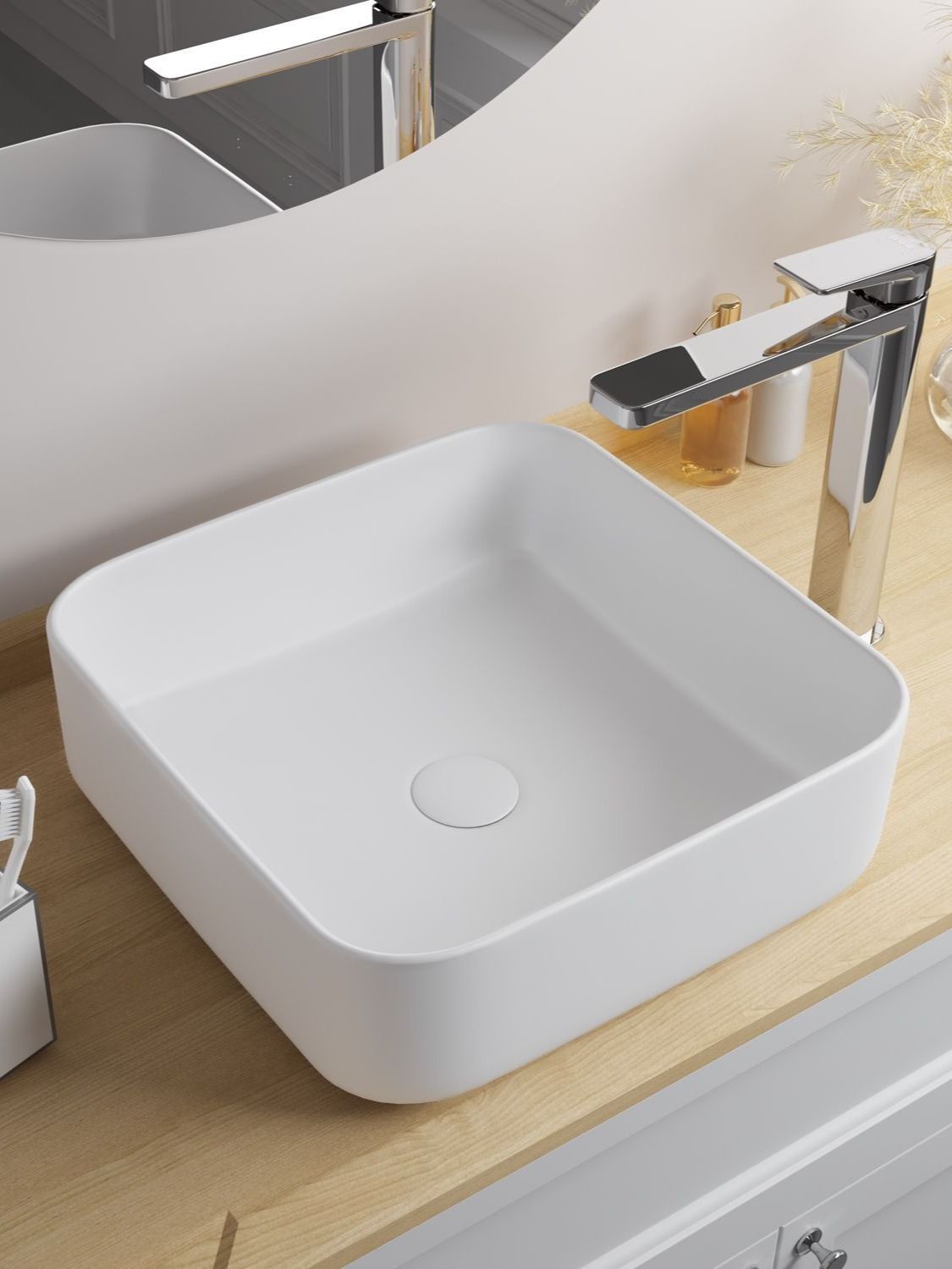 Фото товара на маркетплейсе ozon Раковина накладная IDDIS, 39х39 см., белая матовая, Bridge, BRIWM04i27