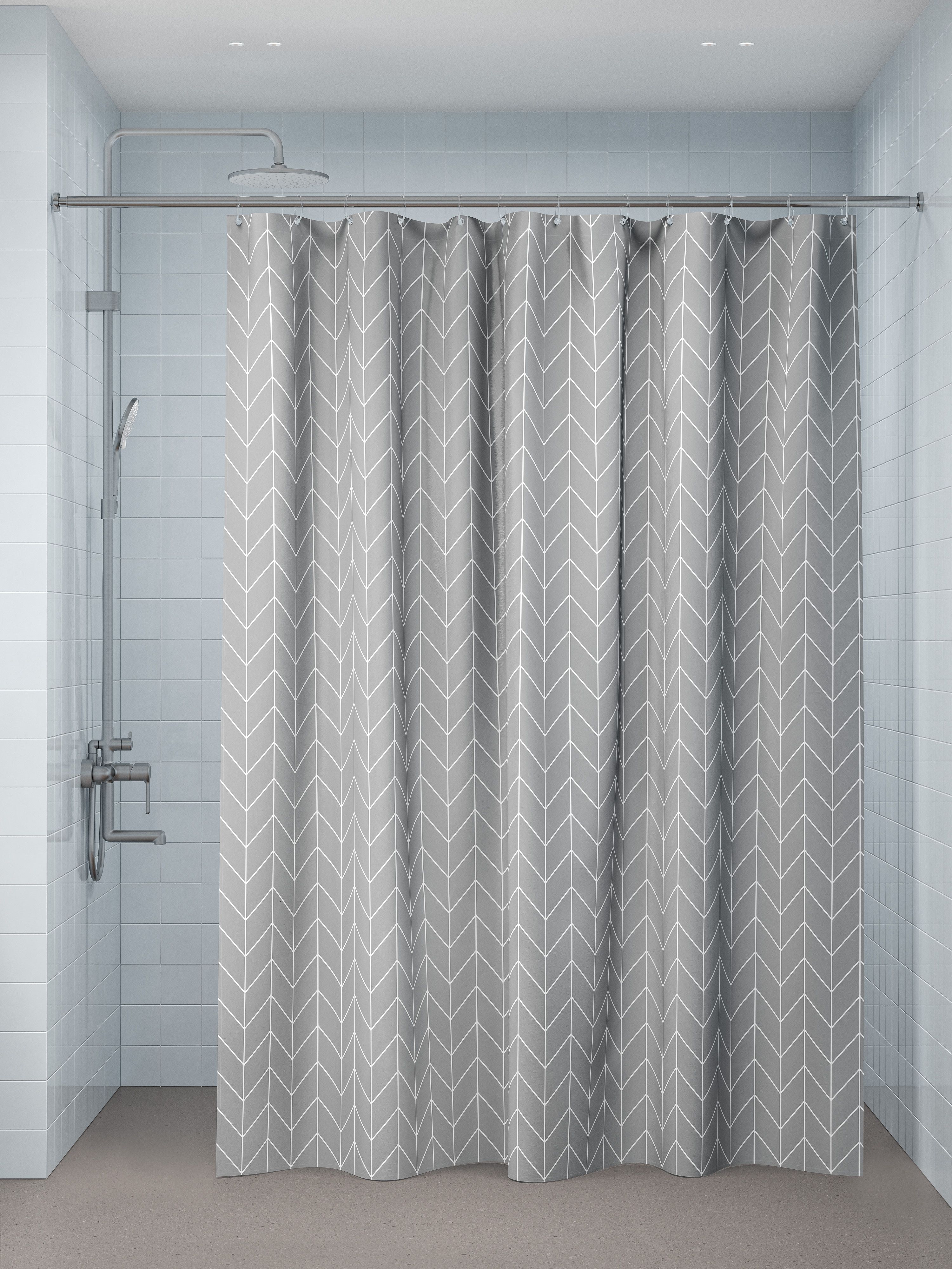 Фото товара на маркетплейсе ozon Штора для ванной комнаты и душа IDDIS, 240х200 см, тканевая, водонепроницаемая, полиэстер, с кольцами, BD06P24i11