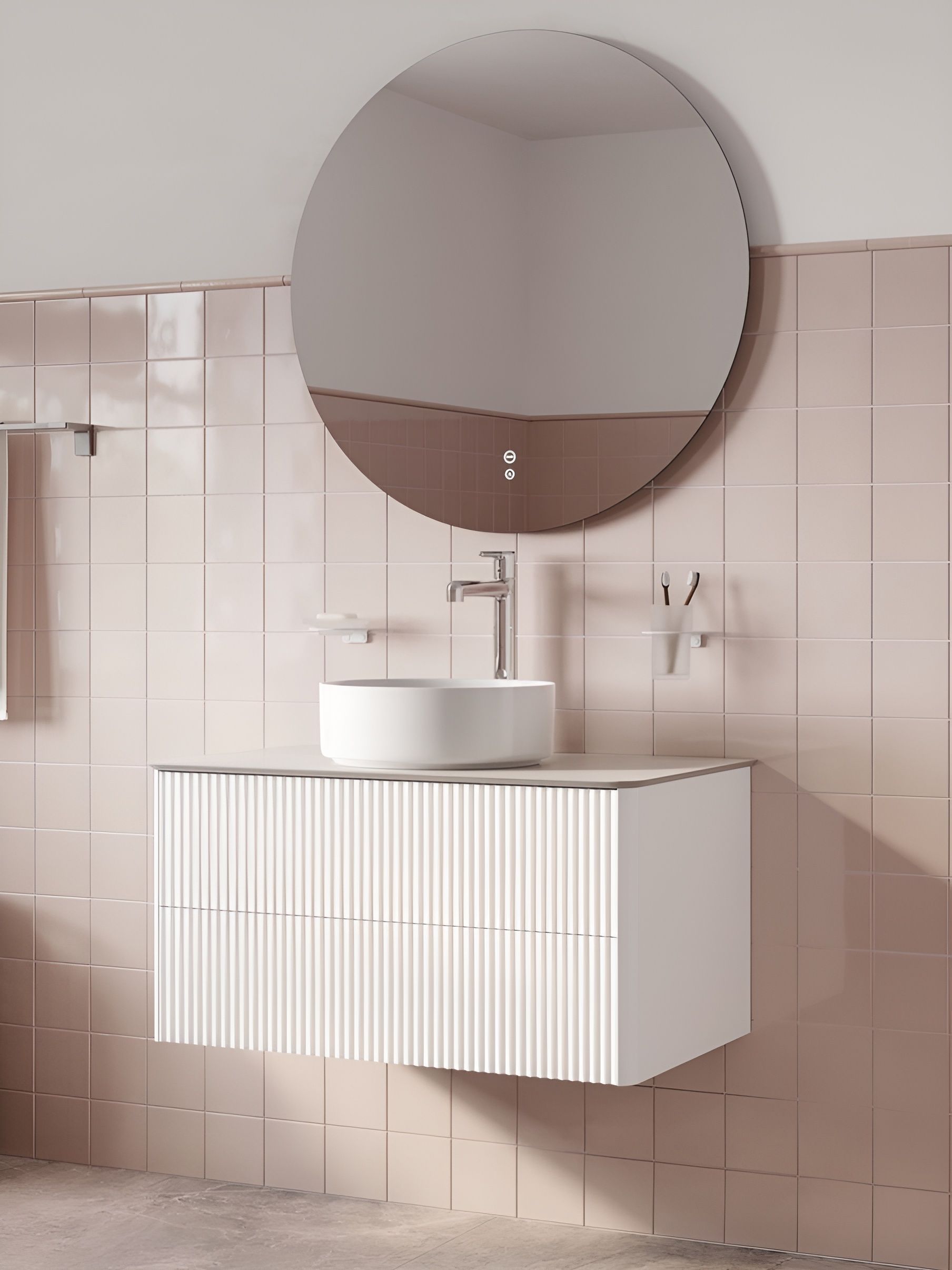 Фото товара на маркетплейсе ozon Тумба для ванной со столешницей, подвесная, с ящиками, 80 см, белый, IDDIS, Aiger, AIG80W0i95K