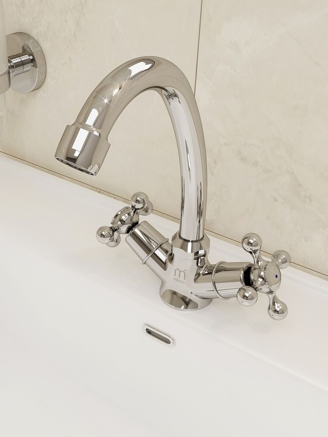 Фото товара на маркетплейсе ozon Смеситель для раковины Milardo с поворотным изливом, латунь, хром, Duplex, DUPSB00M01