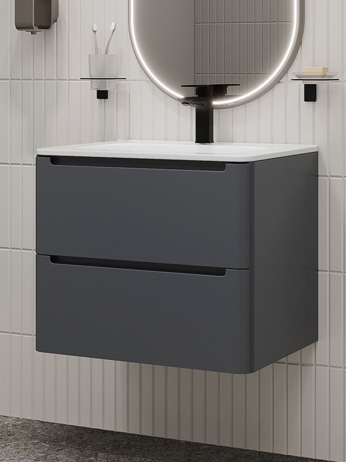 Фото товара на маркетплейсе ozon Тумба подвесная IDDIS, 60 см, темно-серый, Edifice, EDI60D0i95 подходит умывальник 0106000i28