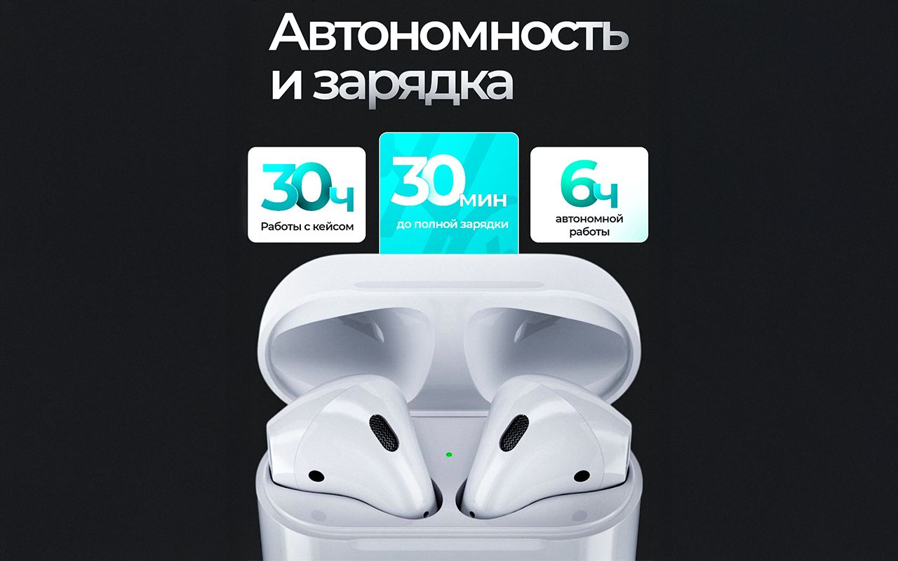 Беспроводные наушники TWS Air 2 c чехлом в комплекте, с микрофоном Blu(图1)