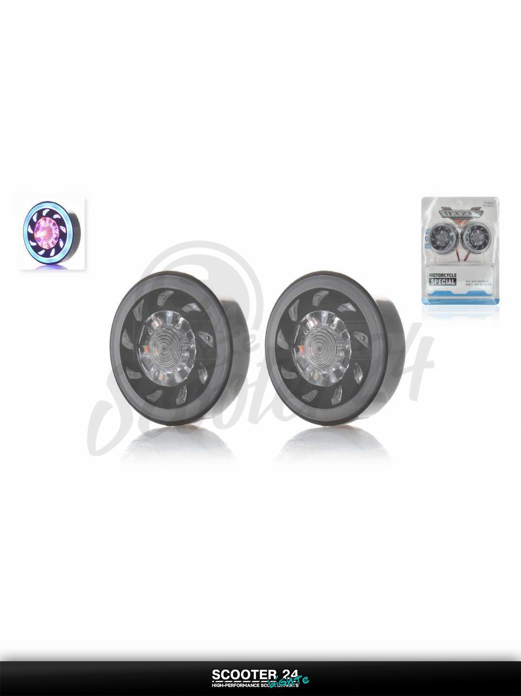 Габариты диодные (пара) сине-оранжевые T-5516 универсальные на мотоцикл / питбайк и скутер квадроцикл