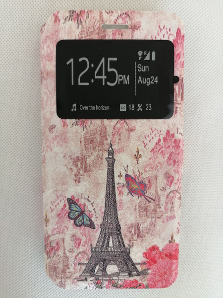 Чехол-книжка для Nokia 3.1 с рисунком Эйфелева башня, окошком ...