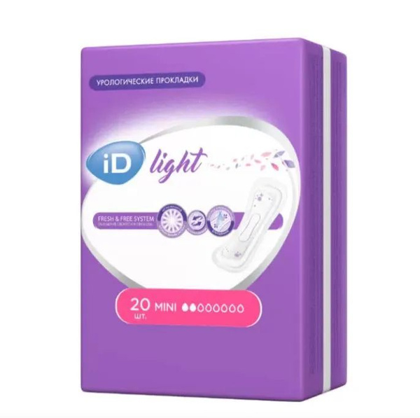 Урологические прокладки для женщин iD LIGHT MINI, 2 кап., 20 шт ...