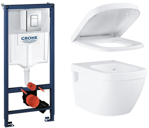 Комплект инсталляции GROHE Euro Ceramic с унитазом и сиденьем с ...