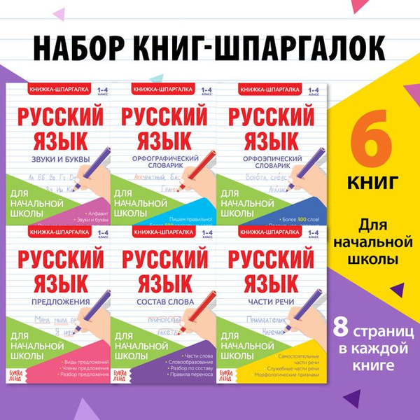 Шпаргалки по русскому языку набор Для начальной школы, 6 шт. - купить с ...