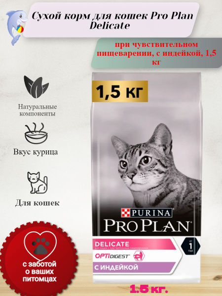 Корм сухой Pro Plan Delicate для взрослых кошек с чувствительным ...