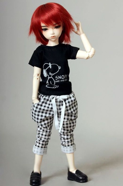 Футболка для БЖД кукол Iplehouse Snoopy round T-shirt (Снупи, черная ...