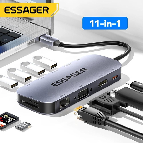 Универсальная док-станция Essager 11 в 1, HDMI, VGA, 4K, 30 Гц - купить ...
