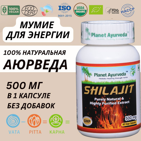 Шиладжит экстракт Shilajit Мумие, 500 мг 60 капсул - купить с доставкой ...
