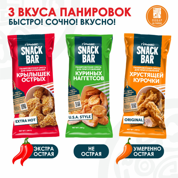 Набор панировочных сухарей Гурмикс, смесь для острых крылышек для ...
