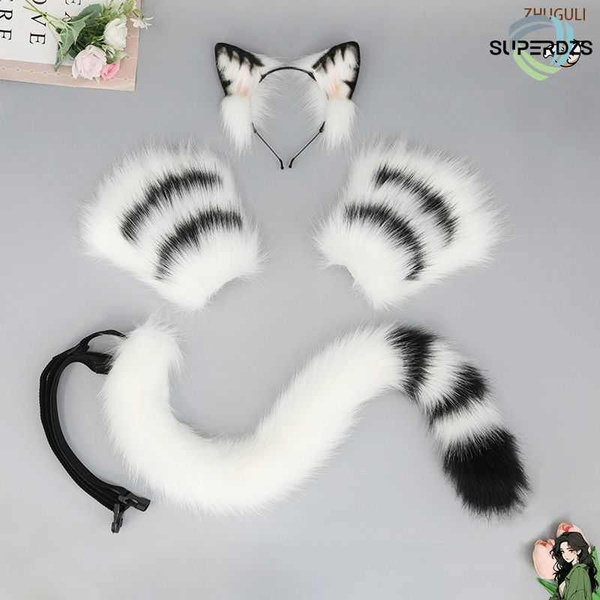 Набор: Лисий хвост, уши и перчатки,Черный, белыйSuperDZS - купить по ...