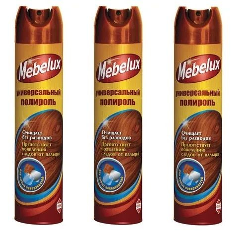 Полироль для мебели Mebelux, для любых поверхностей, 300 мл, 3шт ...