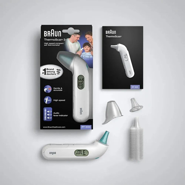 Ушной термометр Braun ThermoScan3 IRT3030, белый - купить с доставкой ...