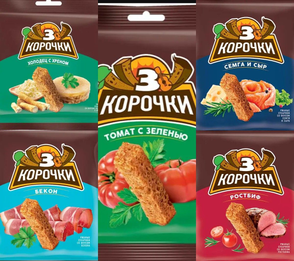 Сухарики "3 Корочки", ассорти 5 видов по 3 шт, 40 г - купить с ...