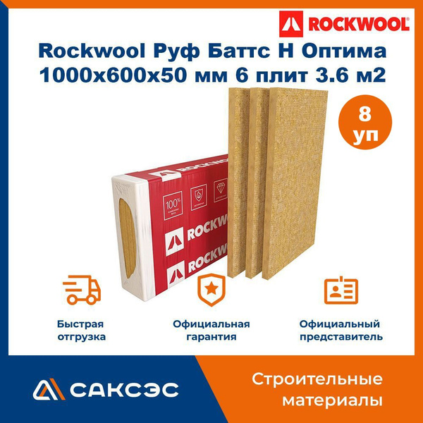 Утеплитель для плоской кровли из минеральной ваты Rockwool Руф Баттс Н ...