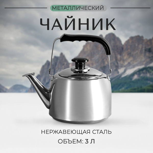 Чайник заварочный, 3 л, нержавеющая сталь, для индукционной плиты ...