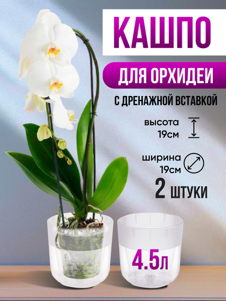 Горшок для орхидеи "Линель" двойной 4,5 л прозрачный, кашпо для орхидей ...