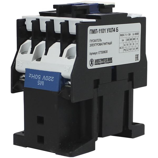 Пускатель электромагнитный ПМЛ-1101 УХЛ4 Б, 220В/50Гц, 1р, 10А ...