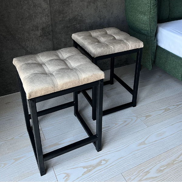 Табурет мягкий Pavlov factory (БЕЖЕВЫЙ Велюр) металл 25х25(усиленный) в ...