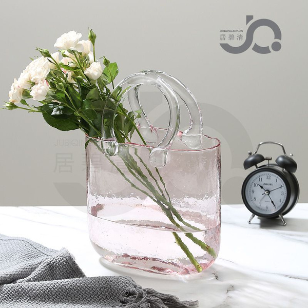 Ваза-сумка,стекло,28cm,розовый - купить вазу в интернет-магазине OZON ...