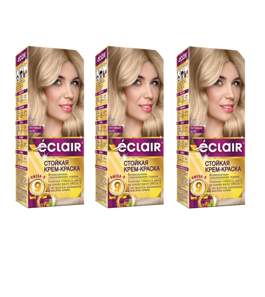 eCLaIR Стойкая крем-краска для волос с маслами OMEGA 9, тон 8.7 ...