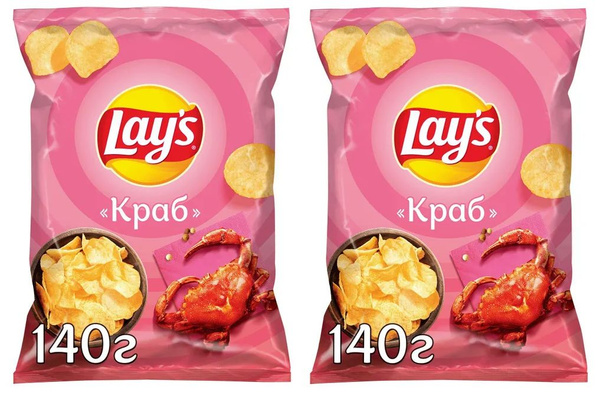 Чипсы картофельные Lays Краб 140 грамм - 2 штуки купить на OZON по ...
