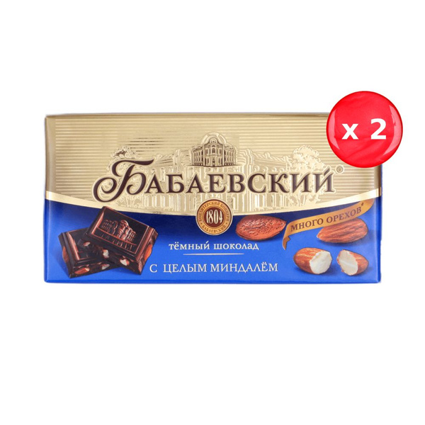 Шоколад Бабаевский темный с целым миндалем 90г, набор из 2 шт. - купить ...