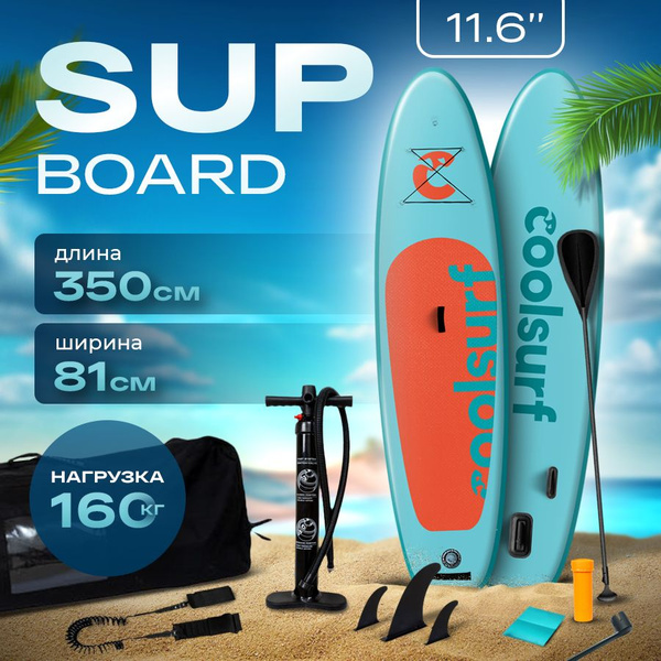 SUP-доска Wiekk 11.6 надувная, голубой, спортивная для плавания и ...