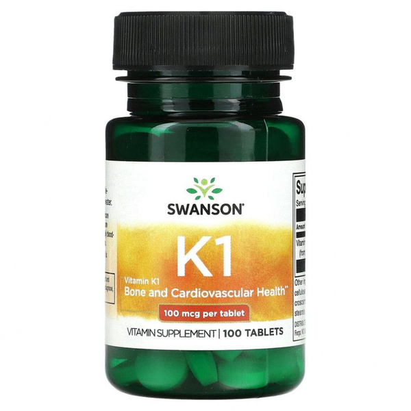 Витамин К1 (филлохинон) 100 мкг 100 таблеток, SWANSON Vitamin K-1 100 ...