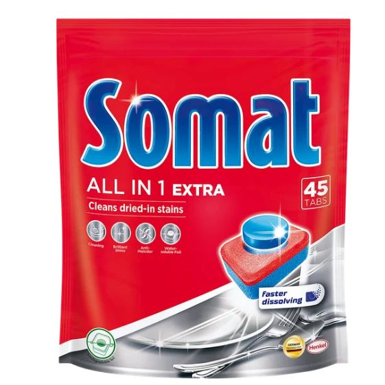 Сомат Таблетки для посудомоечных машин, Extra, All in 1, 45 шт ...