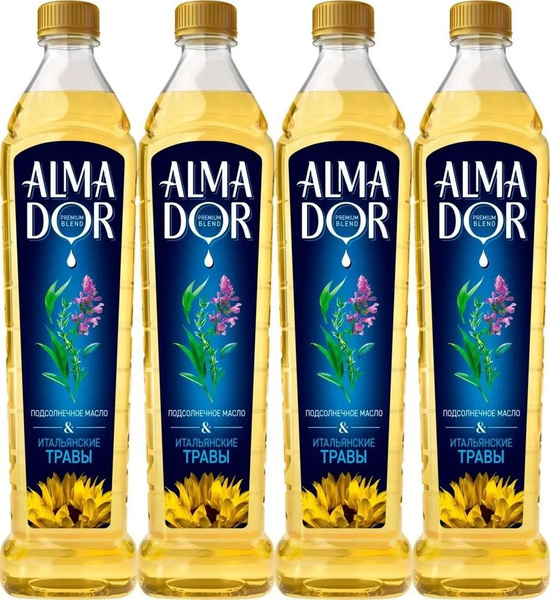 Масло подсолнечное ALMADOR с ароматом итальянских трав, 750мл - 4 шт ...