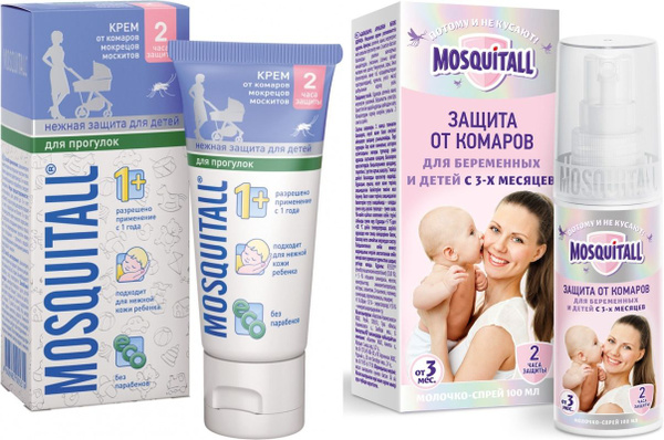 Mosquitall Набор средств от насекомых Нежная защита для детей Крем от ...