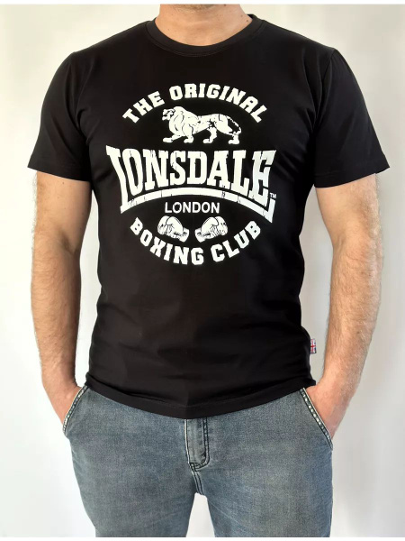 Футболка Lonsdale, размер 56, цвет черный, 100% премиальный хлопок ...