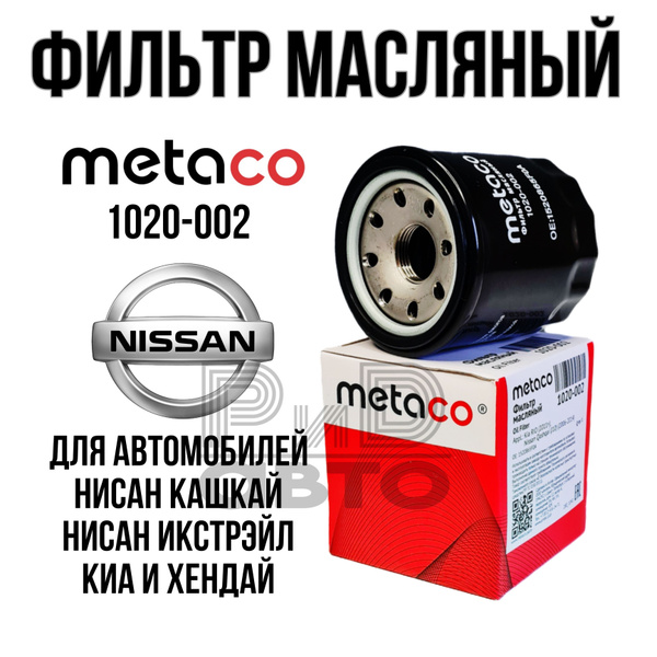 Фильтр масляный metaco 1020002, оригинальный номер 1520865F0A для ...
