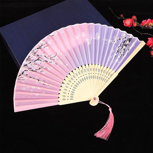 Веер женский складной маленький Китайский тканевый складной веер для ...