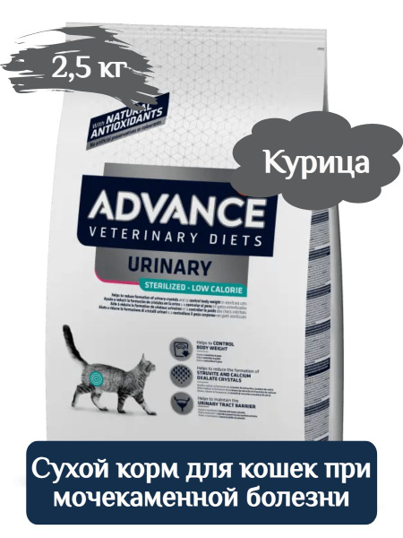 Advance VetDiet URINARY LOW Сухой низкокалорийный корм для кошек при ...