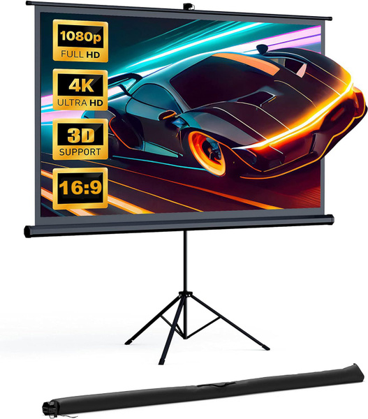 Экран для проектора,с подставкой,80 дюймов 4K HD с дизайном без морщин ...